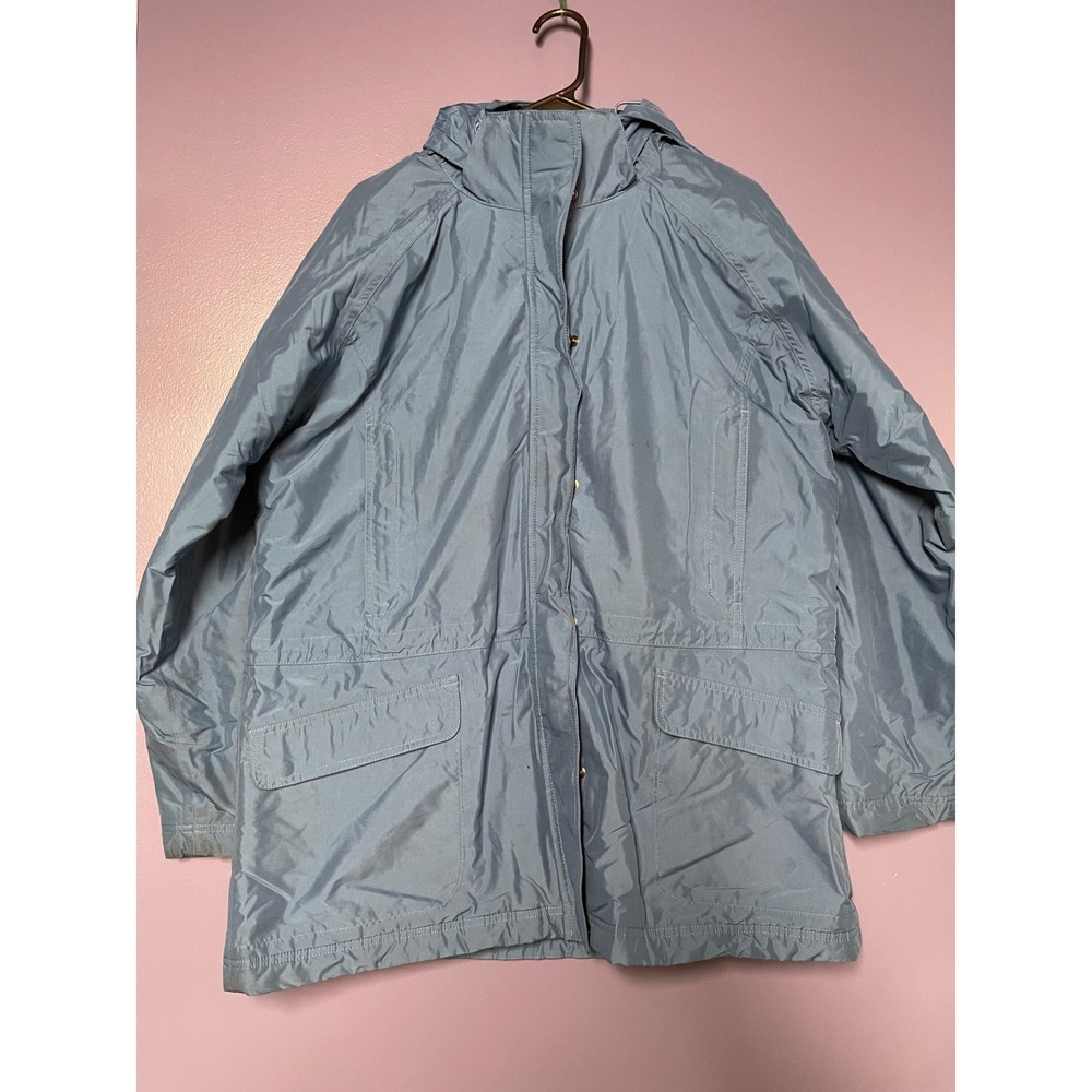 LL Bean Vintage Mens Slate Blue Hooded Parka Full Zip Utility Coat XL